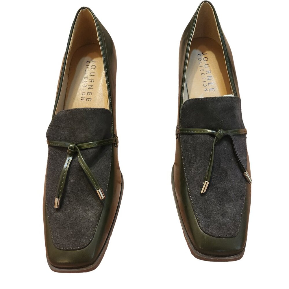 New Journee Collection Crawford Loafer Style Pumps, Square Toe, & Bow - Picture 6 of 10